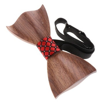 ch-Wooden Bow Tie Handmade Butterfly Wooden Tie D