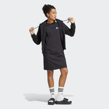 Adidas Sukienka T-Shirtowa Luźna przed Kolano Czarna z Paskami HR4923 # S