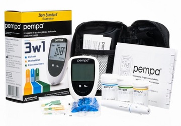 GLUKOMETR PEMPA BENECHECK PLUS 3W1 URZĄDZENIE DO POMIARU CHOLESTEROLU CUKRU
