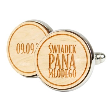 SPINKI DO KOSZULI NA PREZENT DLA ŚWIADKA ORAZ DATA + PUDEŁKO