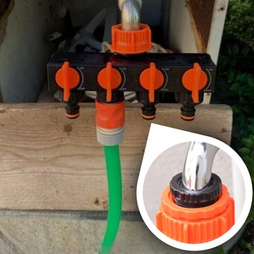 4-ХОДОВОЙ РАСПРЕДЕЛИТЕЛЬ САДОВОЙ ВОДЫ С КЛАПАНАМИ ДЛЯ БЫСТРОГО СОЕДИНЕНИЯ ШЛАНГА 3/4