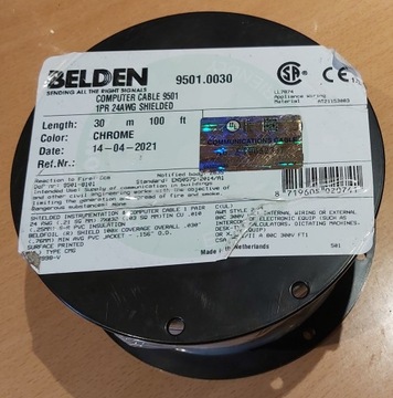 Kabel do magistrali RS232 - 9501 Belden - 30 mb