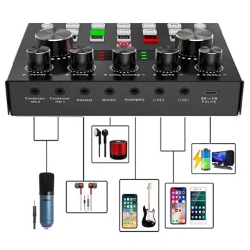 ЗВУКОВАЯ КАРТА BLUTOOTH AUDIO MIXER LIVE SOUND CARD ДЛЯ ЗАПИСИ ПРЯМЫХ ТРАНСЛЯЦИЙ