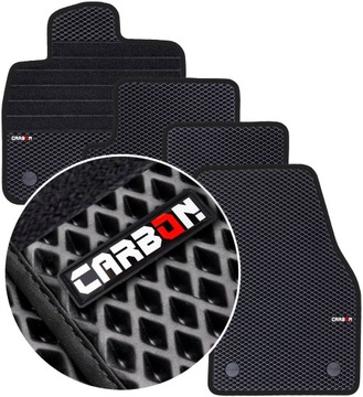 Wycieraczki do samochodu EVA ROMBY WZMOCNIENIE NUBUK CZARNY + LOGO CARBON