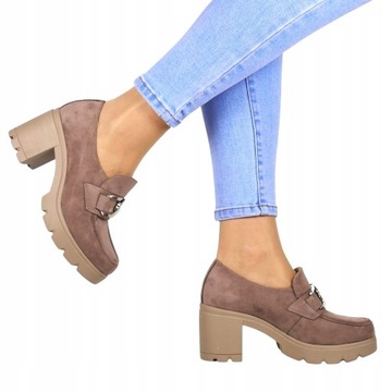 ТУФЛИ НА ВЫСОКИХ КАБЛУКАХ ЖЕНСКИЕ МОКАСИНЫ С ДЕКОРАЦИЕЙ НА КАБЛУКАХ ХАКИ ПОТОЦКИ