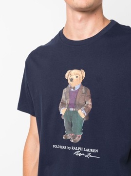 t-shirt polo ralph lauren premium meska koszulka granatowa miś BEAR