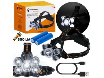 LATARKA lampka CZOŁOWA CZOŁÓWKA CREE LED T6 500 lm 5X LED USB akumulatorki