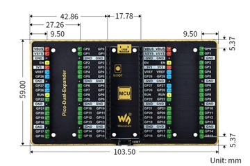 Модуль расширения Dual GPIO Expander Rpi Pi Pico