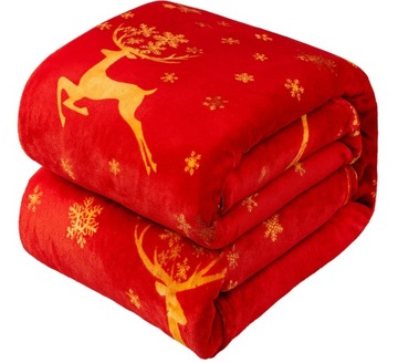 ŚWIĄTECZNY KOC 200X220 NARZUTA NA ŁÓŻKO MIĘKKI PLED PLUSZ MIKROFIBRA ŚWIĘTA