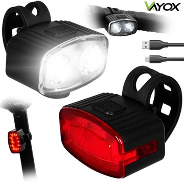 OŚWIETLENIE ROWEROWE PRZEDNIE I TYLNE LAMPKI NA ROWER PRZÓD I TYŁ USB VAYOX
