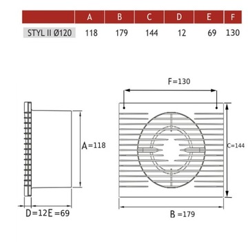 Dospel Styl II 120 Стандартный вентилятор для ванной комнаты