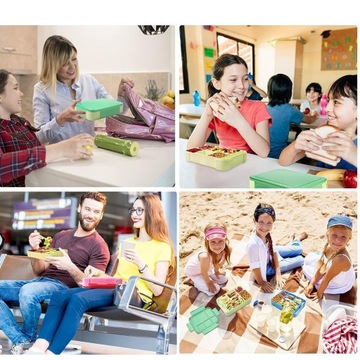 LUNCHBOX BENTO BOX КОНТЕЙНЕР 1,3 Л С ОТДЕЛЕНИЯМИ ДЛЯ СОУСА + СТОЛОВЫЕ ПРИБОРЫ