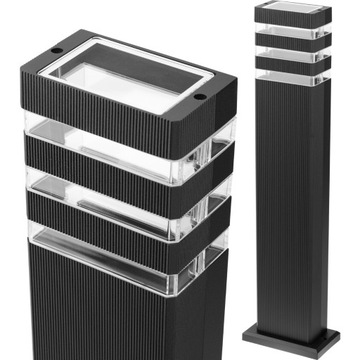 Lampa Słupek Ogrodowy Zewnętrzny 60cm 230V Czarny Mat Prostokąt