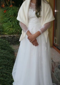 Свадебный палантин, накидка, шарф, мех цвета экрю M/L НОВИНКА