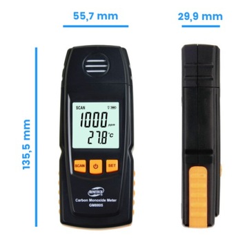 MIERNIK TLENKU WĘGLA WYKRYWACZ DETEKTOR CZUJNIK CZADU CO 1000PPM LCD ALARM