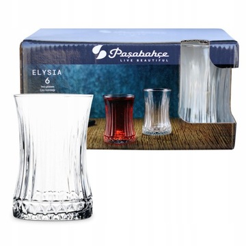 6x SZKLANKA TULIPAN ELYSIA SZKŁO ŻŁOBIONE 170 ML Pasabahce TURECKIE SZKŁO