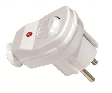 WTYCZKA KĄTOWA Z WYŁ I DIODĄ 16A 2P+Z 230V BIAŁA