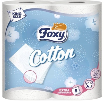 FOXY PAPIER TOALETOWY COTTON 4SZT 5 WARSTWOWY BARDZO GRUBY