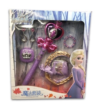 FROZEN Elsa Anna Zestaw dla księżniczki grająca świecąca różdżka w pudełku