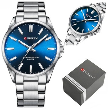 ZEGAREK MĘSKI CURREN BLANCHE +BOX +GRAWER stalowy srebrny