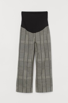 H&M MAMA Spodnie culottes kuloty proste szerokie nogawki ciążowe w kratę L