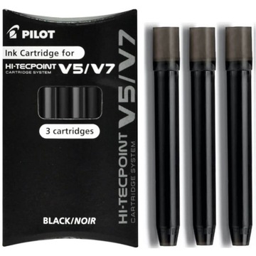 Naboje do cienkopisu PILOT V5 CARTRIDGE SYSTEM 3 szt. czarne WYRAZISTY
