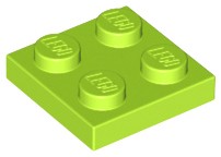 LEGO Lime Plate 2 x 2 3022 10 szt