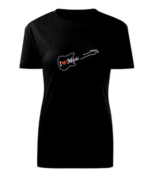 Koszulka T-shirt M613 MUZYKA I LOVE MUSIC damska różne kolory