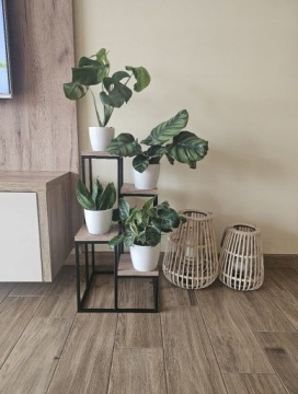 LOFT МЕТАЛЛИЧЕСКАЯ КВАДРАТНАЯ ПОДСТАВКА ДЛЯ ЦВЕТОВ С 4 ПОЛКАМИ ПРЕМИУМ ПОЛЬСКИЙ ПРОДУКТ