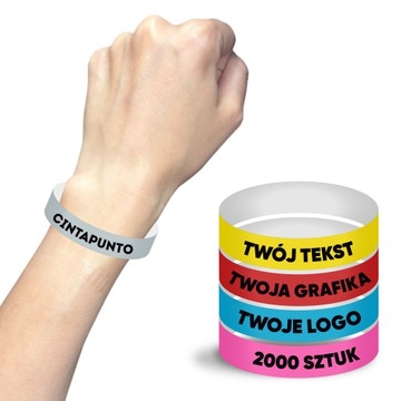 OPASKI NA RĘKĘ TYVEK IMPREZA DYSKOTEKA EVENT 2000 SZT. Z NADRUKIEM 19MM