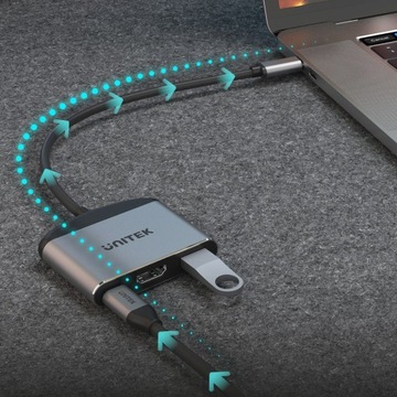 Адаптер Unitek USB-C — HDMI 8K, USB-A, USB-C 100 Вт