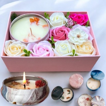 Flower Box мыло цветы + СВЕЧА в коробке ПОДАРОК ​​НА ДЕНЬ УЧИТЕЛЯ T02