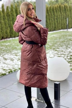 Płaszcz damski Dona Oversize puchowy Bordo M
