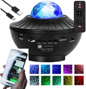 Projektor Gwiazd Lampka Nocna Star LED RGB + Pilot