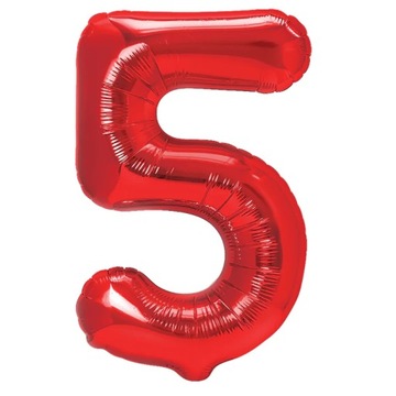 Balon Foliowy Cyfra 5 Duża Czerwona 100cm Urodziny