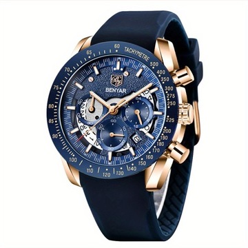 1 szt. BENYAR Zegarek męski Chronograf Męski zegarek Analogowy mechanizm