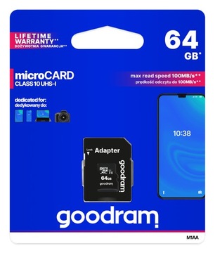 Karta pamięci micro SD SDXC GOODRAM 64GB + ADAPTER