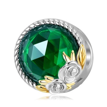 Zawieszka charms Róża Zieleń srebro 925