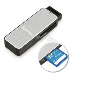 HAMA Устройство чтения карт SD/microSD USB 3.0 серебристый