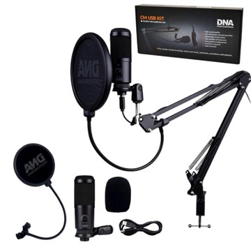 Комплект конденсаторного микрофона DNA CM USB KIT, кабель поп-фильтра на кронштейне