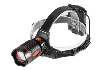Velká Výkonná Čelovka 10W Powerbanka Akumulátor 18650 Usbc Policie Army
