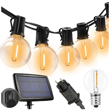 Girlanda Solarna Lub 230V Łańcuch Świetlny 16m 33x Żarówki LED W Zestawie