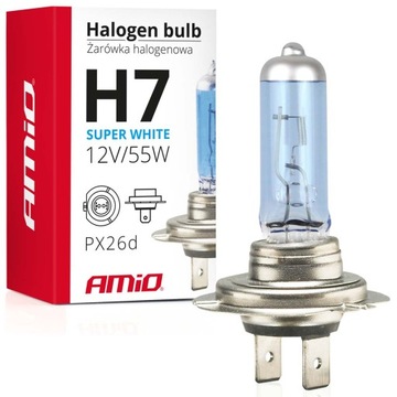 ŻARÓWKA HALOGENOWA H7 12V 55W FILTR UV SUPER WHITE XENON LOOK Z HOMOLOGACJĄ