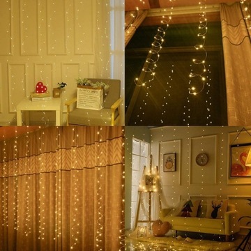 СВЕТОВАЯ ЗАВЕСА СВЕТОДИОДНАЯ 3Х3М ЛАМПЫ ТЕПЛЫЙ БЕЛЫЙ USB