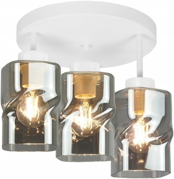 LAMPA WISZĄCA PLAFON SUFITOWY BIAŁY ŻYRANDOL SZKLANE KLOSZE AURA GRAFIT