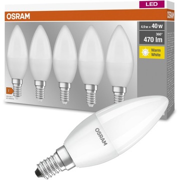 Żarówka LED E14 ŚWIECZKA 5.7W 40W 2700K OSRAM 5PAK
