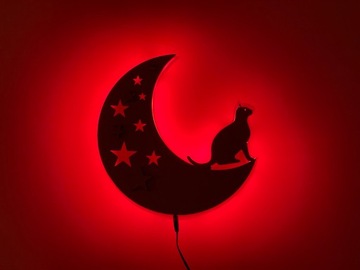 Светодиодный ночник CAT ON THE MOON RGB REMOTE с блоком питания