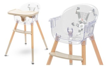Babymix INGRID - Krzesełko do karmienia baby mix WOODEN przeźroczyste BEIGE