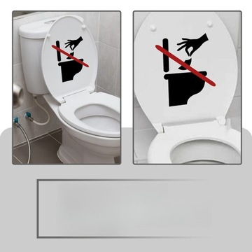 NAKLEJKA NA SEDESĘ TOALETOWĄ PRZYPOMNIENIE ZDEJMOWANA NAKLEJKA NA POKRYWĘ ZNAK OSTRZEGAWCZY