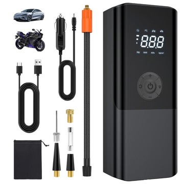 KOMPRESOR SAMOCHODOWY POMPKA ROWEROWA Z LED USB 4500mAh